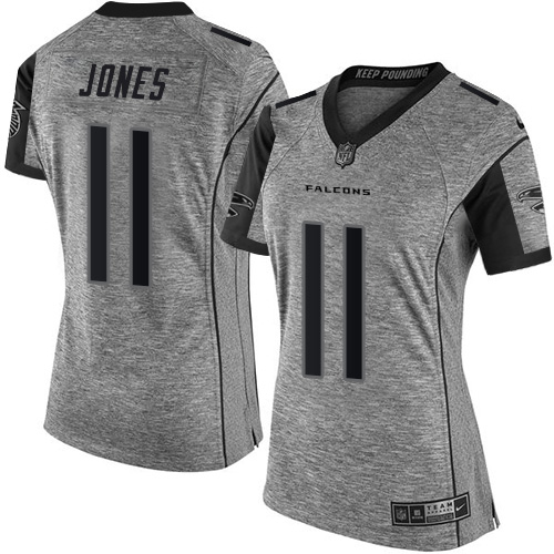 Women's Elite Julio Jones Nike Jersey Gray - #11 Gridiron NFL Atlanta Falcons